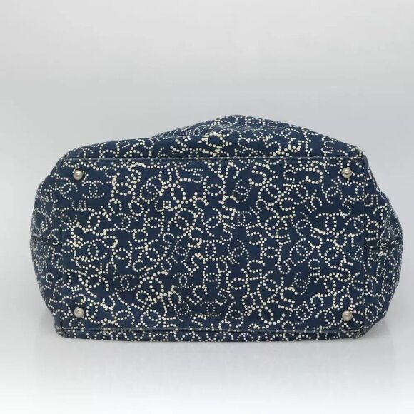 CHANEL Arabesque Tote Bag Canvas Navy CC Auth yk17405 - Picture 13 of 16